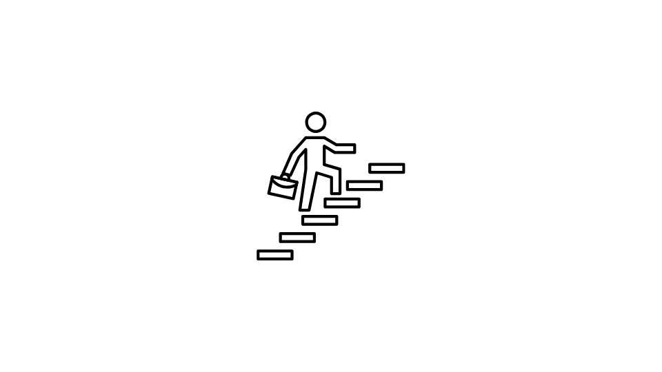 Symbolbild Karriere und Weiterbildung – Person aufsteigend auf Treppe
